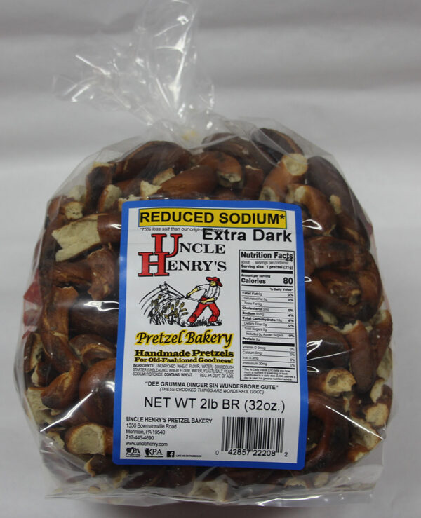 2 lb. Brokens Extra Dark Reduced Sodium Pretzels