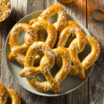 homemade soft pretzels on plate