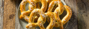 homemade soft pretzels on plate