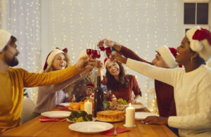 family having christmas dinner