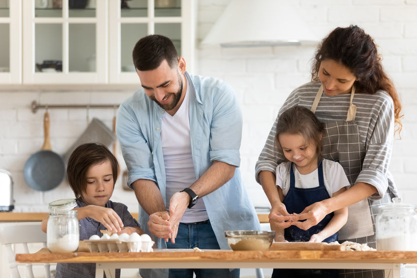 A family baking together
