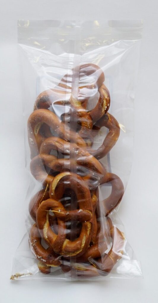 Pennsylvania Dutch pretzels stored in a clear bag