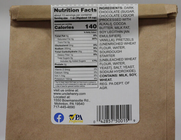 Dark Chocolate Pretzel Pieces Nutrition Facts
